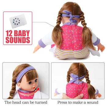 14 colių bebe reborn Lėles tikroviška modeliavimas garso Medicinos priemones Kūdikis ne didesnis kaip 36 cm minkšto Silikono ilgi plaukai Slaugytoja, drabužiai, Žaislai mergaitėms