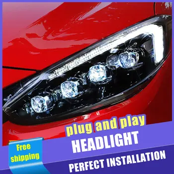 2VNT Automobilių Stiliaus LED žibintai skirti Mazda 3-2018 m. už Axela žibintas LED DRL Dvigubo Objektyvo Šviesos H7 HID Xenon bi-xenon 