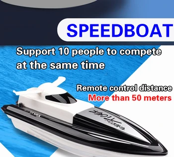 Didelės spartos nuotolinio valdymo valtis 2.4 g 4 kanalų modeliu, valtis, raudona, mėlyna, juoda 4.8 v 500MAH 1:16 40 km/h žaislai, RC BERNIUKAS ŽAISLAI