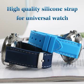 Atsparus vandeniui Gumos Dirželis Seiko Watchband 18mm 20mm 22mm Black Blue Nardymo Sporto Tissot Watchstrap Vyras Silikono +Įrankiai