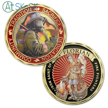1-10vnt Naujausias dizaino purškimo dažytos antikvariniai iššūkis, monetų, suvenyrų St Florian Gaisro Kovotojas proginių monetų kolekcija
