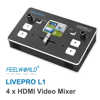 Feelworld LIVEPRO L1 Multi-formato Vaizdo Maišytuvas, 4 x HDMI įėjimai multi kamera gamybos realiu laiku transliacija