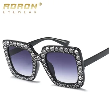 AORON kalnų krištolas saulės akinius, moterų, prabangos prekės juoda rausva negabaritinių akiniai nuo saulės, kvadratinis rėmas didelis uv400