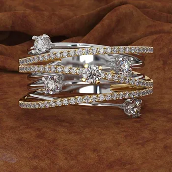 Prabanga Moterų Kristalų Cirkonis Akmuo Žiedas Cute Rožinė Aukso Spalvos Vestuvinis Žiedas Žada Meilę, Sužadėtuvių Žiedai Moterims