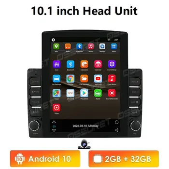 Vertikalus Stilius 2DIN 2G 32G Quad Core Android 10 GPS Navigacijos Galvos Vienetas Žaidėjas Paramos Vairas Kontrolės 9inch