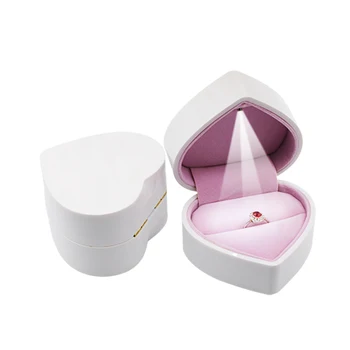 Žiedas, papuošalų dėžutės dalyvavimas Širdies formos LED Pakabukas Papuošalų Dėžutės Pora dovana atveju jewlery stendas