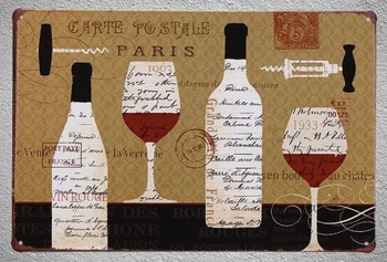 1pc prancūzijos paryžiaus Vyno butelio stiklo balta raudona gerti juosta iš Skardos Pasirašyti sienos vyras urvas Apdailos Vyras urvas Meno Plakatas metalo derliaus
