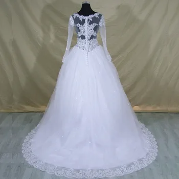 2020 Vestido De Noiva Long Sleeve Lace V Kaklo Vestuvių Suknelė Modernaus Arabų Elegantiškas Vestuvių Suknelė Su Realiais Nuotraukas
