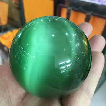 Retas Gamtos Kvarcas, žalias Katės Akis Crystal Healing Ball Sferoje 60mm + Stovas 5AAA