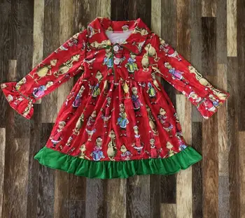 2020 naujas mergaičių KALĖDŲ PIŽAMA rudens vidurio ilgai nightdress vaikų pižama patogus raudona vaikų kūdikių nightdress