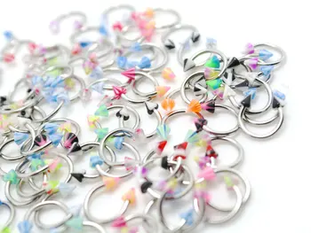 1.2*8*3/3mm apvalaus žiedo pasagos cbr maišyti spalvų su spike dizaino 100vnt akrilo kūno auskarų vėrimo papuošalai bioplast štanga