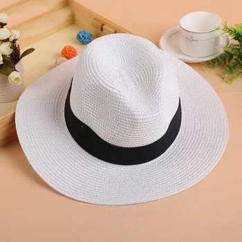 2020 Moterų Šiaudų Panamos Skrybėlės Kepurės Paplūdimio Skrybėlę Vasarą UV Apsauga Bowknot Kepurės Panama diskelių Paplūdimys Skrybėlės Ponios lankas skrybėlę