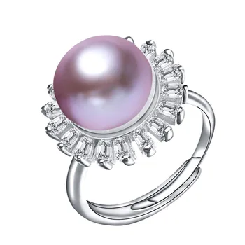 2020 Nauji Aukštos Kokybės Natūralių Gėlavandenių Perlų Žiedai Blizga Gėlių Cirkonis Žiedas Moterims 925 sterlingas sidabro Prabanga Fine Jewelry
