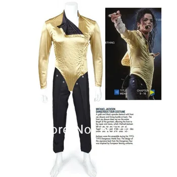 KARŠTO MJ Michael Jackson Klasikinis BLOGAS Pavojingų Uogiene Aukso Kūno kostiumas Kostiumas Striukė, kelnės Už Veiklos rezultatus Rinkimo 1990