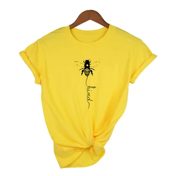 Grafinis Tees Moterų Natūra Laimingas Bičių Bičių Spausdinti Estetinės Moterų marškinėliai Vasaros Mados Viršūnes Camisetas Mujer Derlius T Shirts