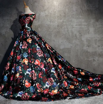 Tai YiiYa Vestuvių Suknelė 2019 Elegantiškas Spausdinimo Valtis Kaklo Vestuvių Suknelės, Plius Dydis Off Peties Traukinio Chalatas De Mariee CH060