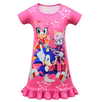 Vaikų Mergaičių Spausdinti Sonic the Hedgehog Suknelė Vasaros Kostiumas trumpomis Rankovėmis Suknelė Kūdikių, Vaikų Namuose, Laisvalaikio Drabužiai Drabužiai C18K198