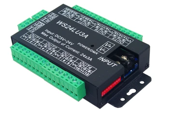 24CH DMX 512 Controller 24 Kanalų Dekoderio RGB DLE Juostelės Modulis 5-24V LED Dekoderis Nuolatinės Įtampos Bendro Anodo WS24LU3A