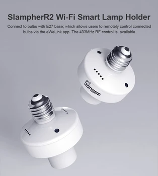 SONOFF Slampher R2 ITEAD WiFi Smart Lemputės Laikiklį 433MHz RF E27 Belaidžio Lempos Laikikliu 