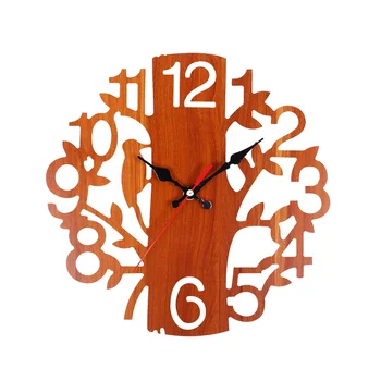 Europos Sieninis Laikrodis, Medinės Silent Ne-Tiksi Medžio Formos Virtuvės Sieniniai Laikrodžiai Su Nakties Žiburiai Indoor/Outdoor Kambarį