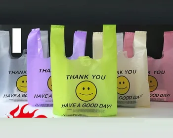 200pcs žalia Plastikinių Pirkinių Krepšys Skaidrus Pirkinių Krepšys prekybos Centrų Plastikiniai Maišeliai Su Rankena Maisto Pakavimo maišeliai