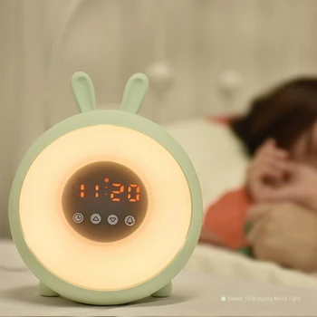 LED Naktį lempos papuošti stalas šviesos Žadintuvas 7 spalvinga kūrybinių atostogų įkraunama lemputė kūdikio miegamojo luminar