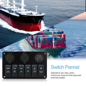 6 Gauja Vandeniui RV Automobilių Jūrų Laivu išjungiklių LED Svirtinis Jungiklis, Skydelis Dual USB Įkroviklis Cigarečių Lizdo