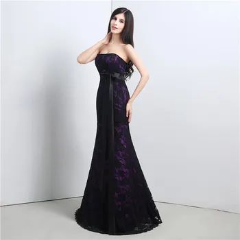 Juoda Vakaro Suknelės Undinė Stebėjimo Nėrinių Lankas Purple Elegantiškas Moteris Ilgai Vakare Gown Promenadzie Suknelė Chalatas De Soiree