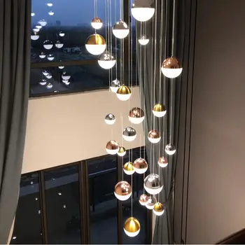 Šiaurės LED šviestuvo kambarį vila dvipusis spiraliniai laiptai kristalų liustra smėlio kamuolys klubas apdaila ilgai liustra