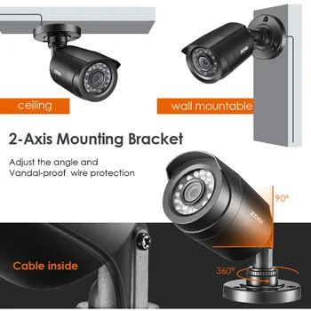 ZOSI 4pcs/daug 1080P HD-TVI 2MP, CCTV Saugumo kamerų ,65ft Naktinio Matymo ,Lauko Whetherproof Stebėjimo Kamerą Rinkinys