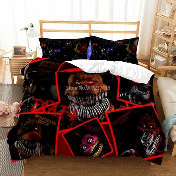 Namų Tekstilės Penkias Naktis Freddy 3d Atspausdintas Patalynės Komplektas Antklode Padengti Užvalkalai Žaislas Turėti Patalynės Komplektai Patalyne, Patalynė