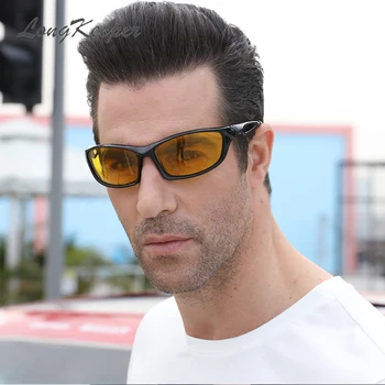 LongKeeper Poliarizuota Naktinio Matymo Akiniai nuo saulės priekinis žibintas Vairuotojo Saulės akiniai Geltona Objektyvas UV400 Anti-glare Gafas de sol