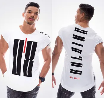 Naujo Dizaino Aukštos Kokybės Kultūrizmo Mo-shirt Raumenų Medvilnės Kvėpuojantis Fitneso Jersey