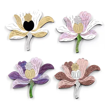 4 spalvų tulip gėlių Sages Pin Akrilo Dervos Sagės Smeigtukai Derliaus Priedą Papuošalai DCNovember