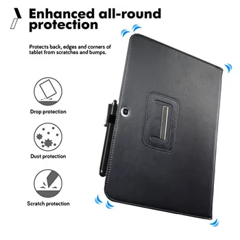Apversti PU Odos Stand case For Samsung Galaxy Tab 4 10.1 SM-T530 T531 T535 Tablet Apsauginis Dangtelis+apsauginės plėvelės+Stylus pen