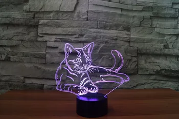 Kawaii katė Lempa 7 Spalvų Led naktinė lempa Naktį Šviesos 3d Šviesos diodų (LED Stalinis usb stalo Lempa Namų Vaikų Miegamasis Kalėdinė Dekoracija