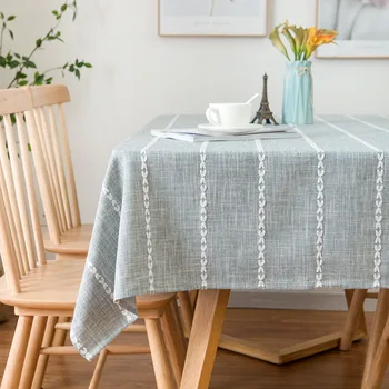 Geriausia pardavimo dryžuotas kavos stalo staltiesė medvilnės ir lino mažų šviežių ir paprastas namų