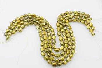 Laisvas karoliukai gėlavandenių perlų žalia baroko 7-9mm 14