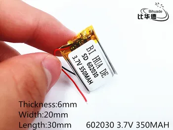 Li-po 602030 350 mah, 3,7 V ličio-jonų polimerų baterija kokybės prekių kokybės CE, ROHS, FCC sertifikavimo institucija