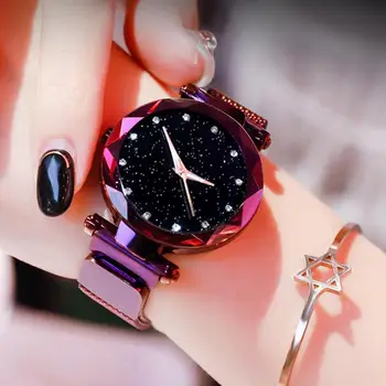 Paprasta 2020 Diamond Prabanga Moterų Laikrodžiai Žvaigždėtą Dangų Pakilo Aukso Magnetas Akių Juostos Cirkonio Kvarcinis Laikrodis Ponios Moterų Žiūrėti