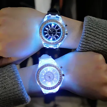 Mados 2019 Banga LED Šviesos laikrodis Moterų Formos Studentų Laisvalaikio Sporto Asmenybės Želė Šviesos Laikrodžiai vaikas reloj mujer