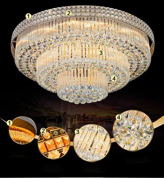 Šiuolaikinės Kristalų Lubų šviestuvai, Lempos, Prabangos Ribos žibintai Aukso luminaria deckenleuchte Round Crystal Namų Apšvietimo LED Šviestuvas