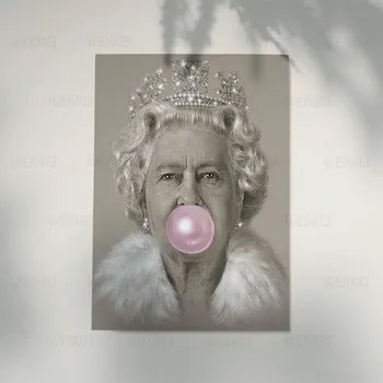 Kramtomosios Gumos Karalienė Sienos Menas Spausdinti Elizabeth II Šiaurės Plakatą, Paveikslas, Drobė, Tapyba Sienos Nuotraukas Kambarį Modernių Namų Deco