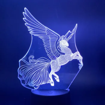 3D Lempos Pegasus Spalvų Keitimas Naktį Šviesos Vaikams Dovanų live Kambario 3D, lengvo Prisilietimo Jutiklis pagrindiniai kištukiniai naktinių lempų lizdai Gyvūnų Led Šviesos Naktį