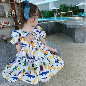 Mergaičių suknelė Vaisių Gyvūnų Suknelė Princesė Suknelė Vasaros Nauji vaikiški Drabužiai