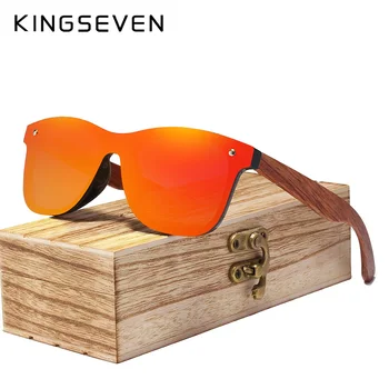 KINGSEVEN Taškus Poliarizuota Medienos Akiniai nuo saulės Vyrams Aikštėje Rėmo UV400 Saulės akiniai Moterims Saulės akiniai Vyrų oculos de sol Feminino