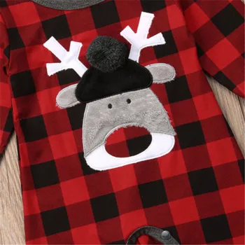 Pudcoco Naujagimį Berniuką Mergina Kalėdos Elniai Romper red & black Patikrinimus Jumpsuit Playsuit kalėdos, kalėdos romper baby girl berniukas