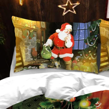 3D Linksmų Kalėdų Patalynės Komplektas Antklode Padengti Raudona Santa Claus Šalikas Lova Nustatyti, Dovanos JAV Dydis Karalienė, Karalius Naujųjų Metų