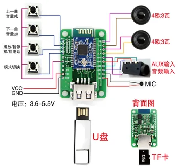 Bluetooth stiprintuvo valdybos V4.1 stereo BK3254 modulis U disko TF kortelę 3w+3w amp NE