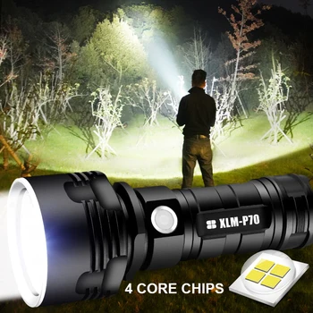 Super Galingas LED Žibintuvėlis, atsparus Vandeniui žibintuvėlis, USB įkrovimo CREE XHP70 lempos Itin Ryškus Žibintas camping medžioklė